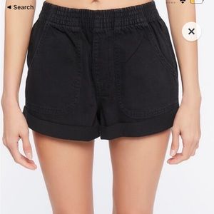 Black denim shorts